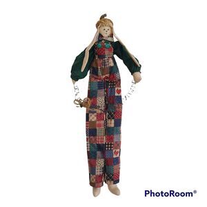 Handcrafted Large Floppy Country Calico Bunny Rabbit Patchwork Country Bunny